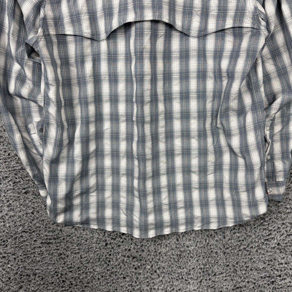 Simms Shirt Mens Large Blue Plaid Vented Fishing Snap Button Front Mesh L/S - Picture 15 of 16
